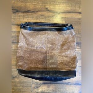 Tano Slouchy Hobo Shoulder Purse Brown Leather  EUC